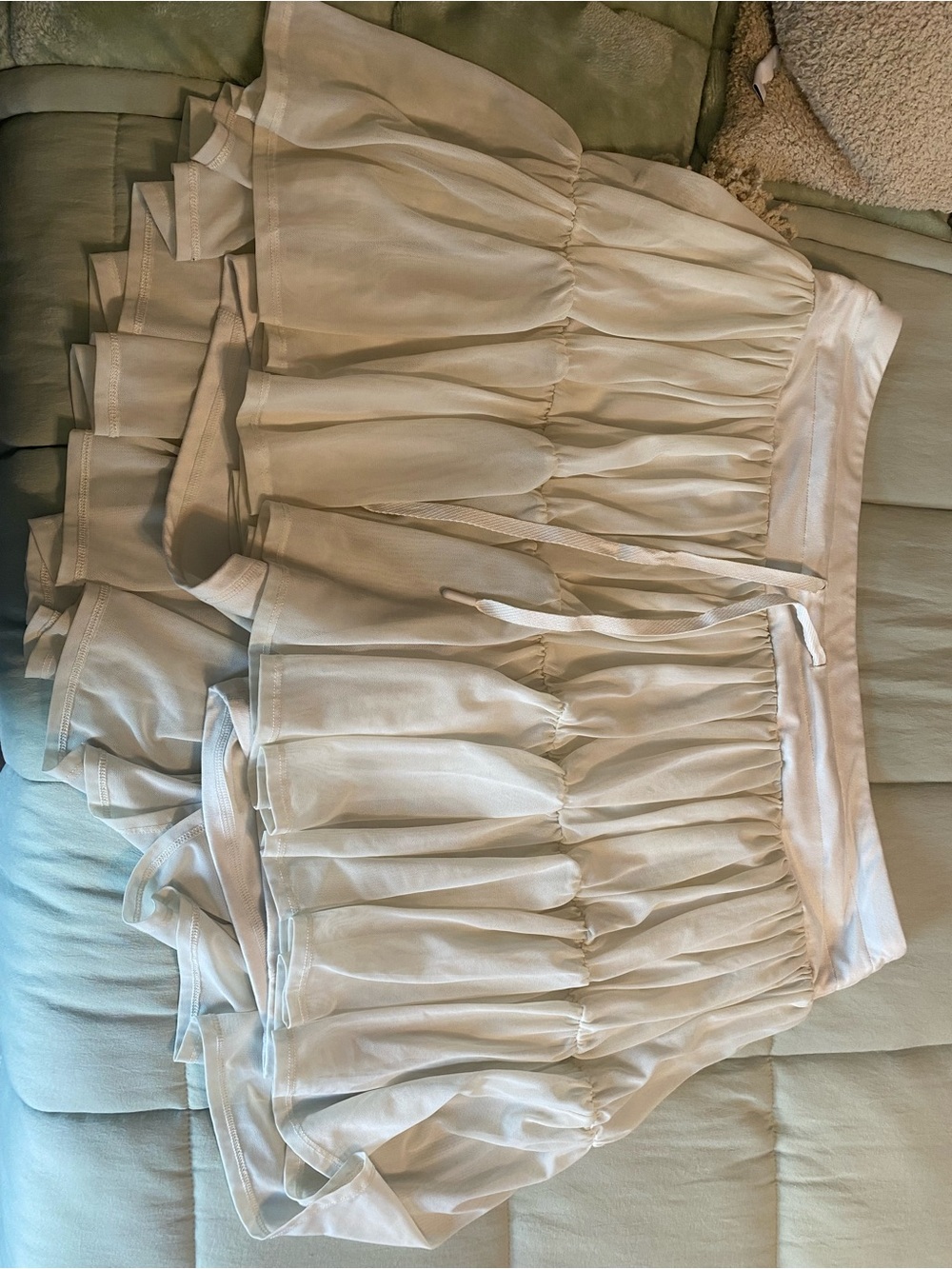 Torrid Mesh Ruffle Active Skirt with Bike Short - Whisper White Size 2 - Picture 2 of 4